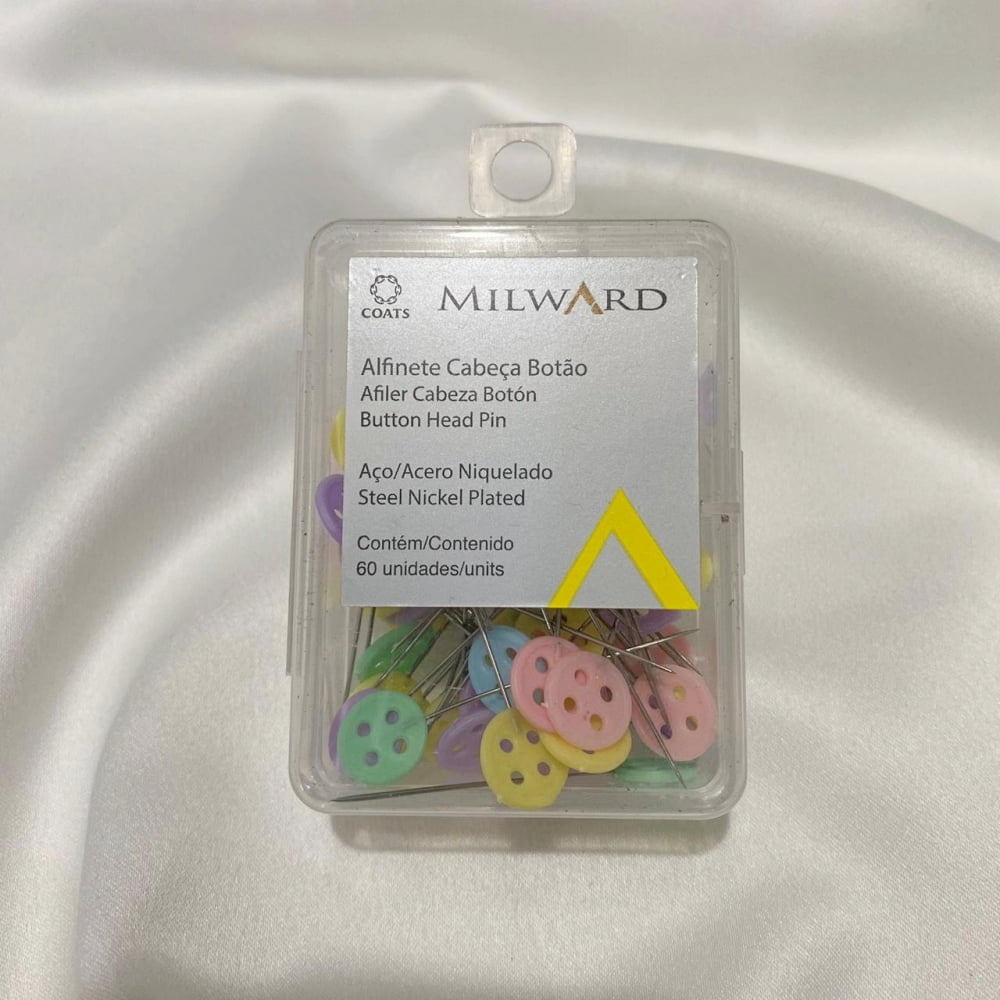 Alfinete Cabeça Botão Coats Milward Aço Niquelado com 60un
