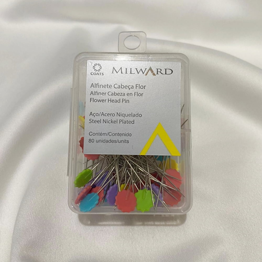 Alfinete Cabeça Flor Coats Milward Aço Niquelado com 80un