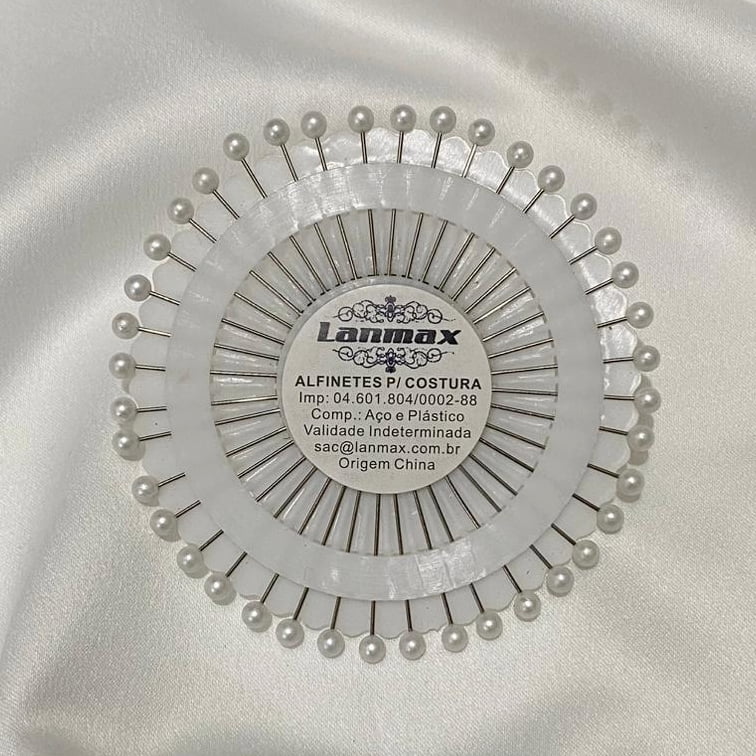 Alfinete Cabeça Perola Lanmax Aço e Plastico com 40un