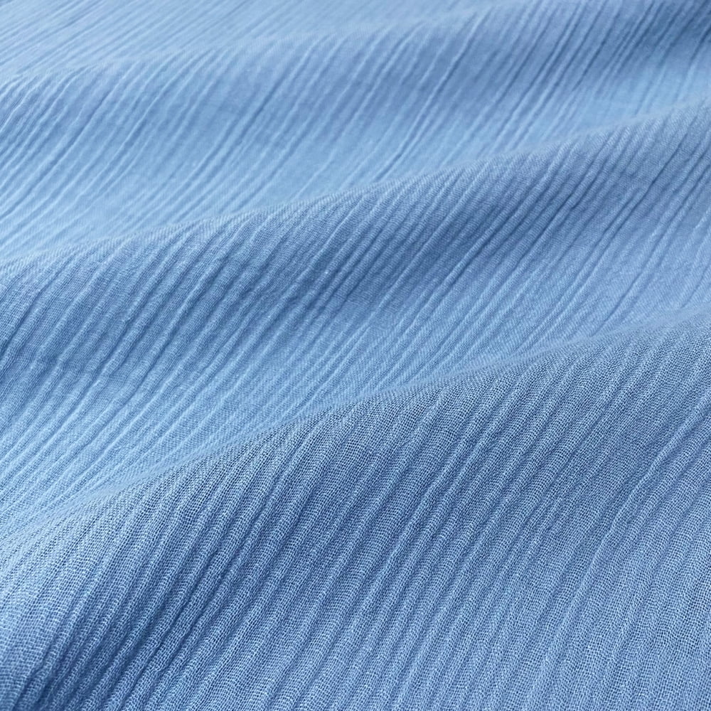 Tecido Algodão Cotton Plissado Azul