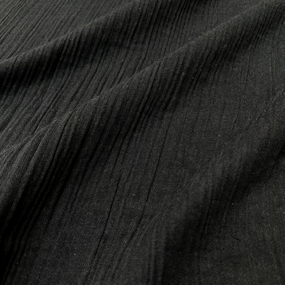 Tecido Algodão Cotton Plissado Preto