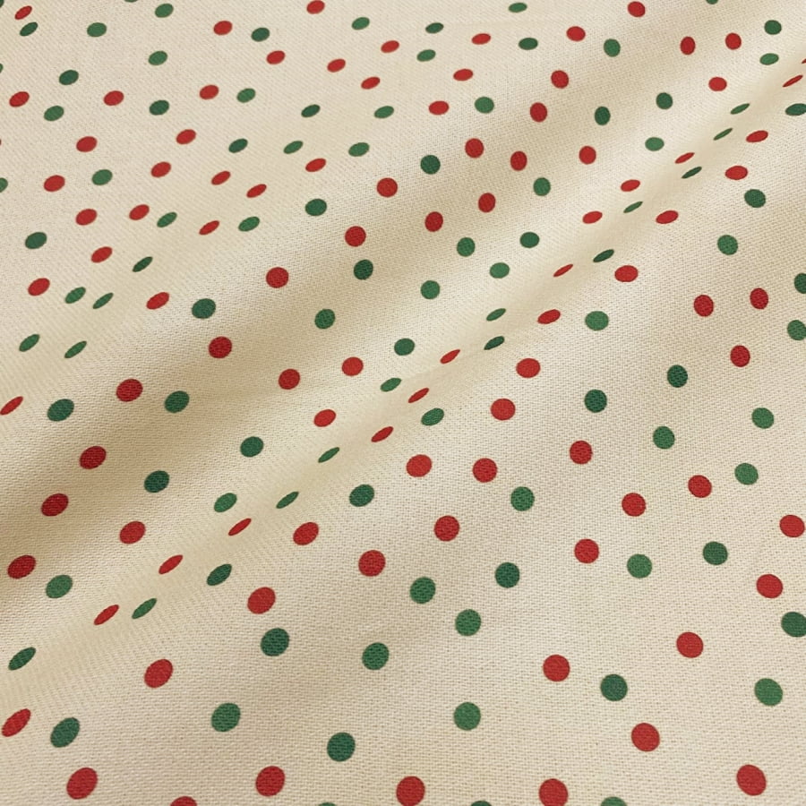 Tecido Sacaria Pano de Prato Por Metro Digital Poa de Natal Dispersos - Coleção Entre Panos Exclusivo Loja Tear