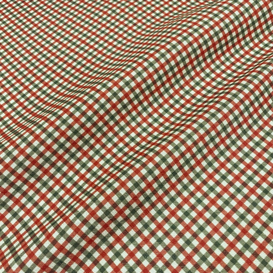 Tecido Sacaria Pano de Prato Por Metro Digital Xadrez de Natal Pequeno - Coleção Entre Panos Exclusivo Loja Tear 