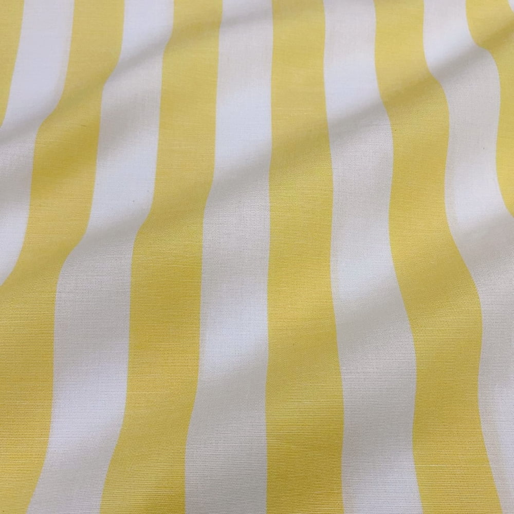 Tecido Tricoline Fio Tinto Listra Grande Amarelo Fabricart
