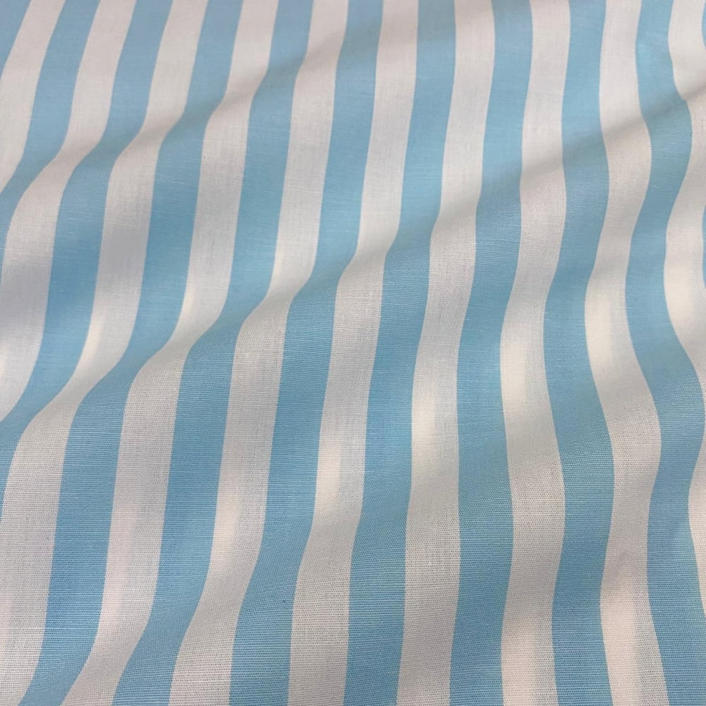 Tecido Tricoline Fio Tinto Listra Grande Azul Fabricart