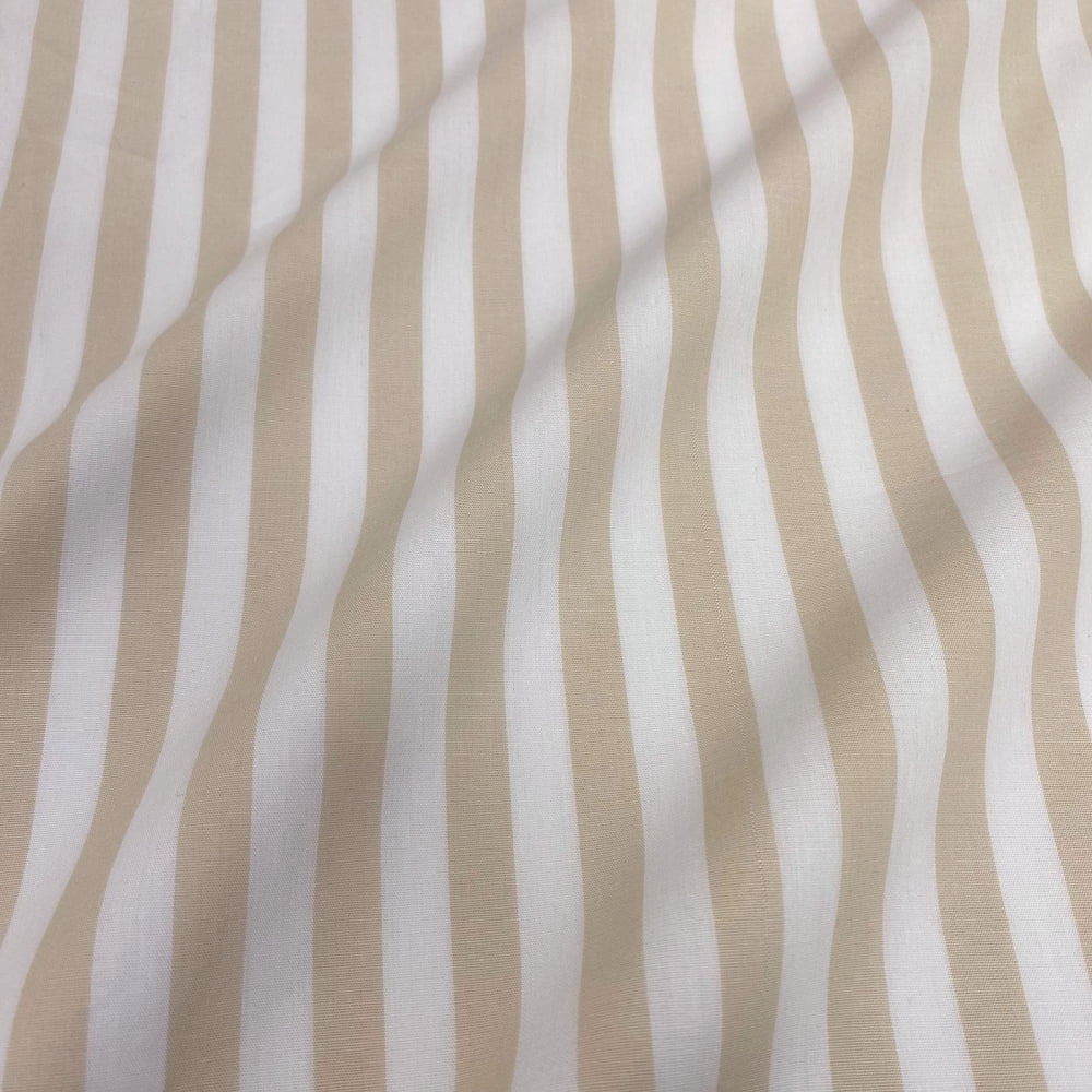 Tecido Tricoline Fio Tinto Listra Grande Bege