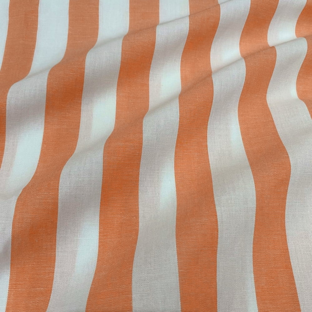 Tecido Tricoline Fio Tinto Listra Grande Laranja Fabricart