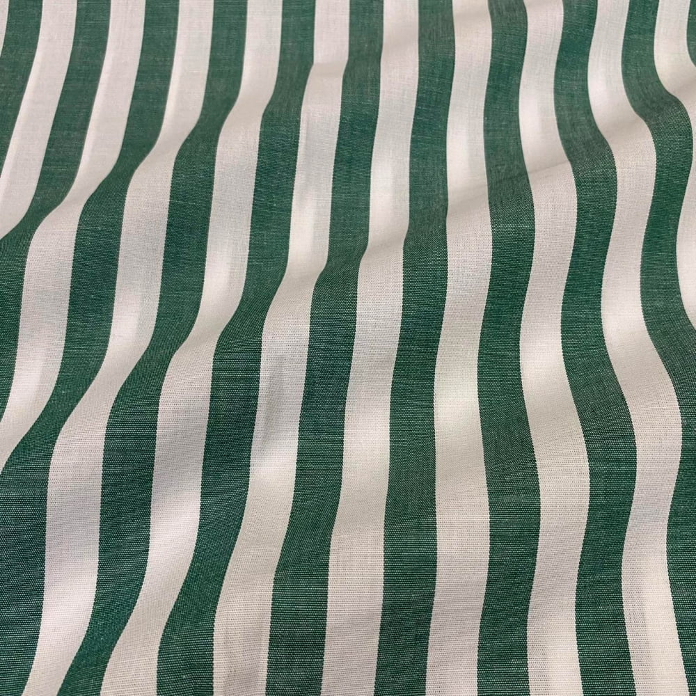 Tecido Tricoline Fio Tinto Listra Grande Verde Fabricart