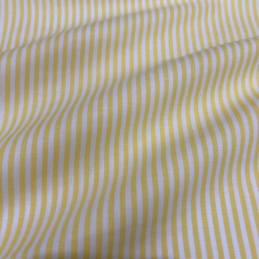 Tecido Tricoline Fio Tinto Listra Pequena Amarelo Fabricart