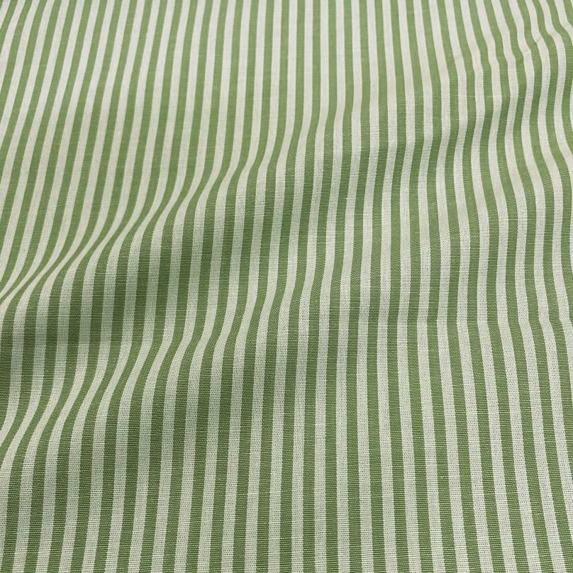 Tecido Tricoline Fio Tinto Listra Pequena Verde Oliva Fabricart