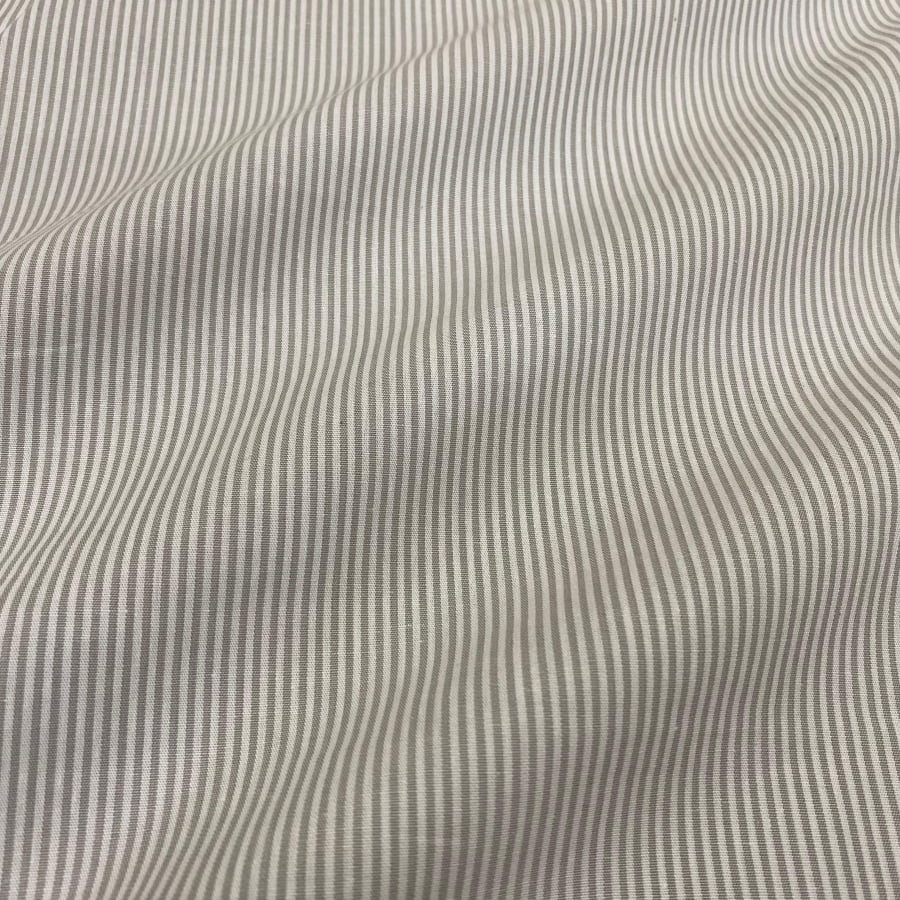 Tecido Tricoline Fio Tinto Micro Listra Cinza 