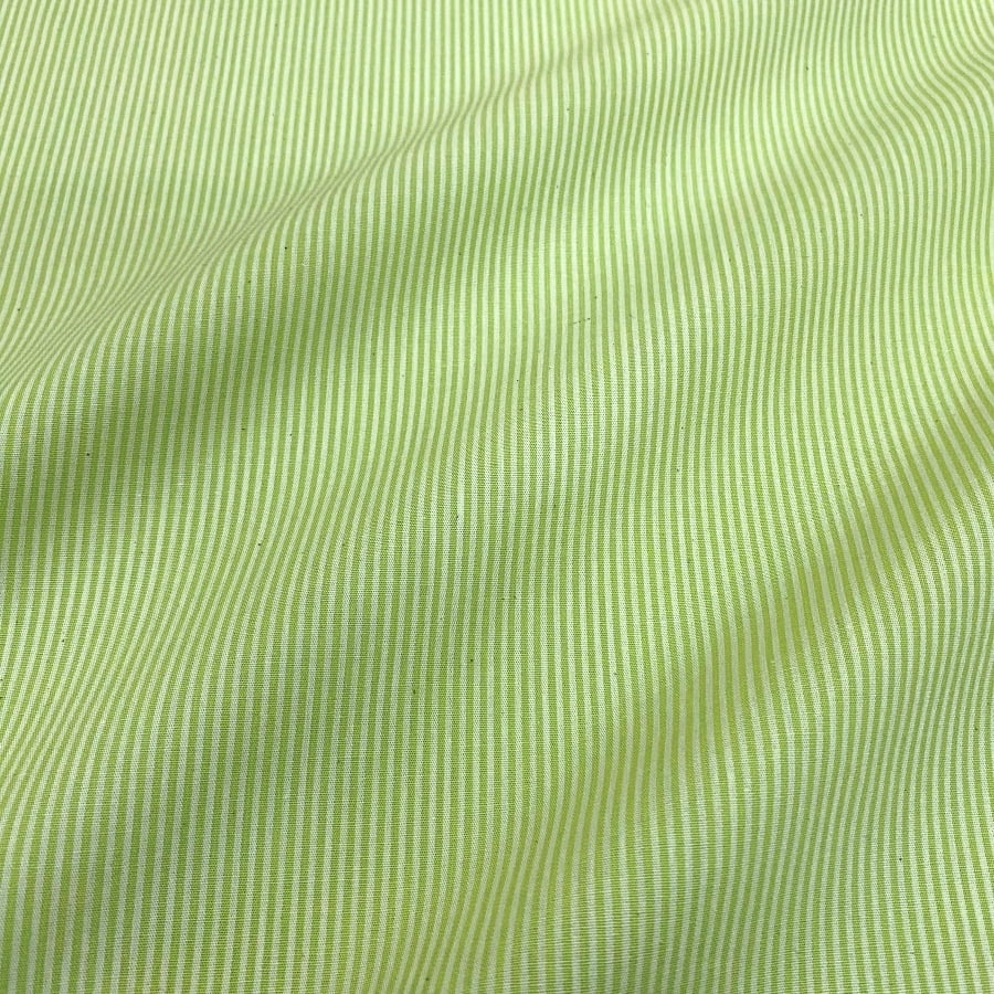 Tecido Tricoline Fio Tinto Micro Listra Verde Pistache