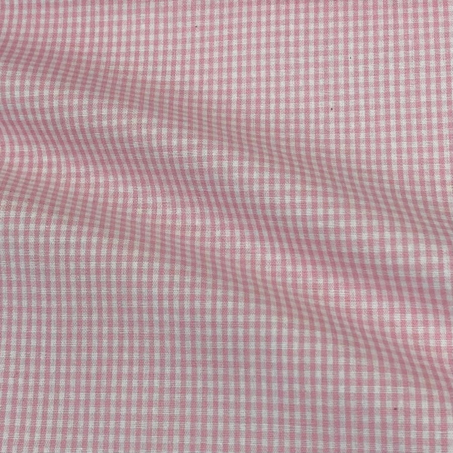 Tecido Tricoline Fio Tinto Micro Xadrez Rosa Bebe