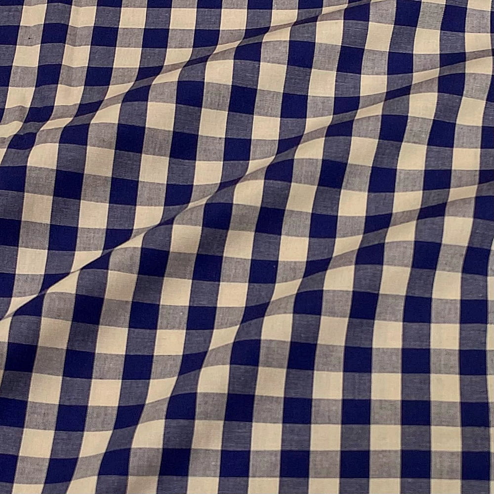 Tecido Tricoline Fio Tinto Vintage Country Xadrez com Cru Grande Azul Marinho