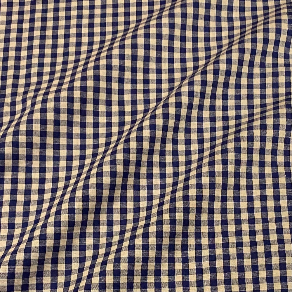 Tecido Tricoline Fio Tinto Vintage Country Xadrez com Cru Medio Azul Marinho