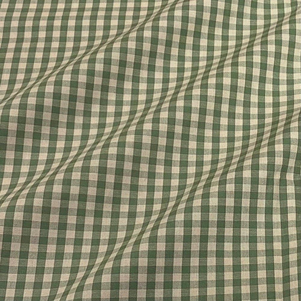 Tecido Tricoline Fio Tinto Vintage Country Xadrez com Cru Medio Verde Claro
