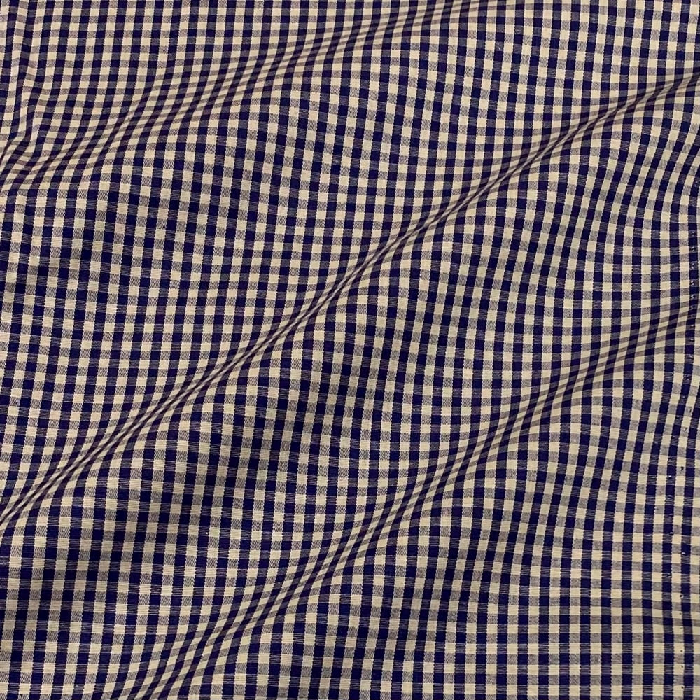 Tecido Tricoline Fio Tinto Vintage Country Xadrez com Cru Pequeno Azul Marinho