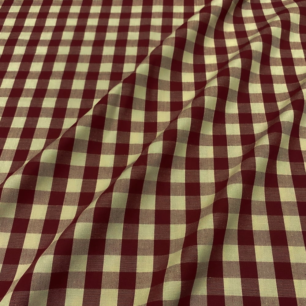 Tecido Tricoline Fio Tinto Vintage Country Xadrez Grande Vermelho Bordo