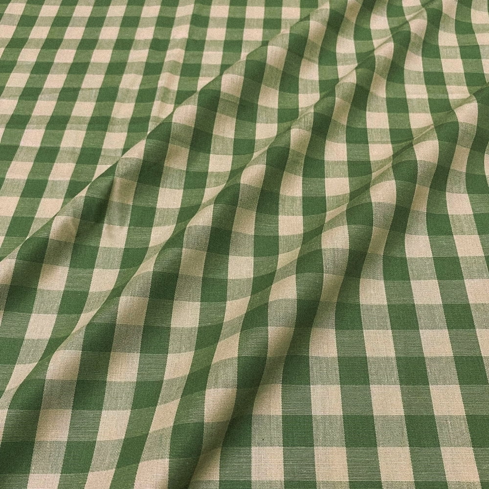 Tecido Tricoline Fio Tinto Vintage Country Xadrez Grande Verde Claro