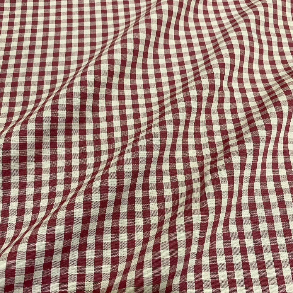 Tecido Tricoline Fio Tinto Vintage Country Xadrez com Cru Médio Vermelho Bordo