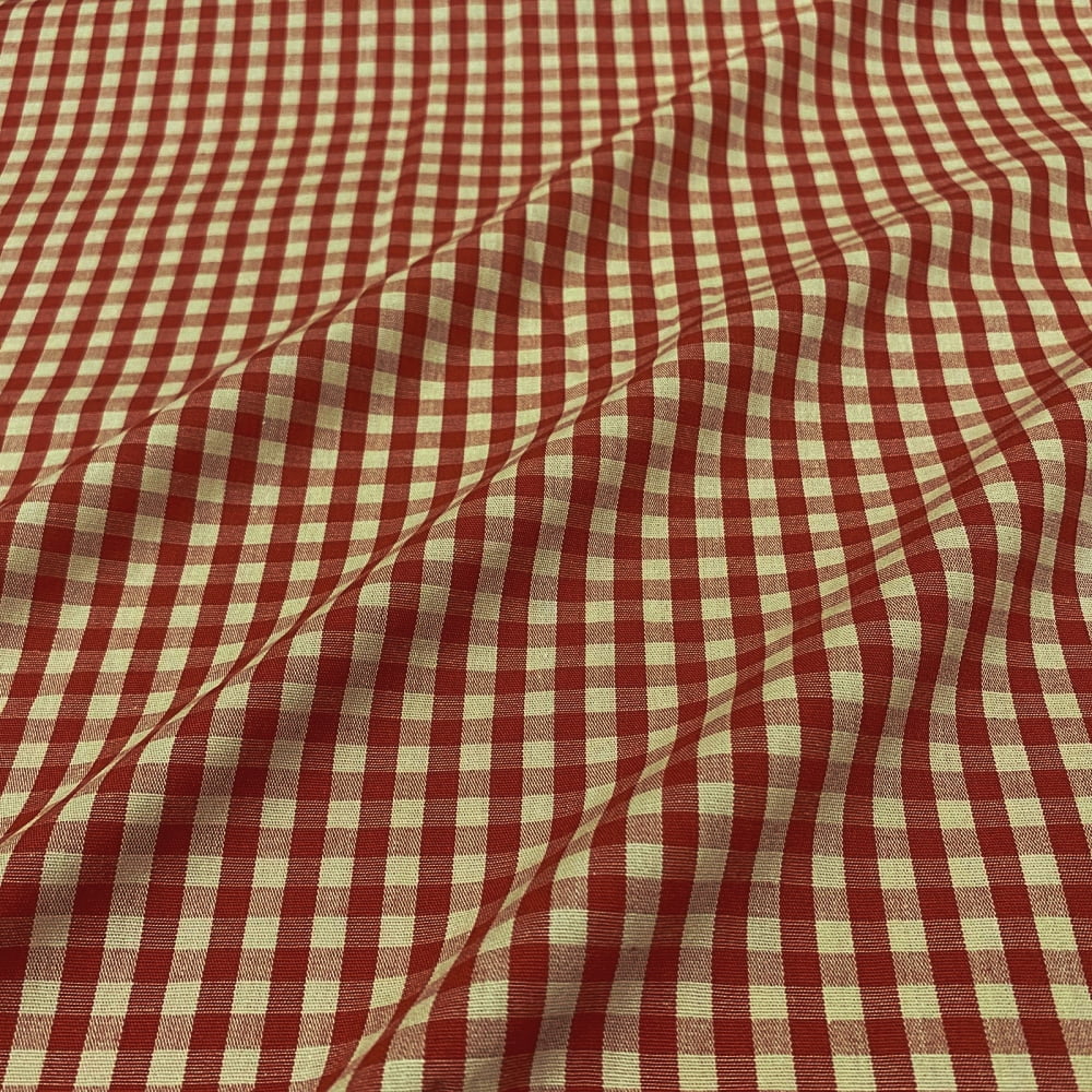 Tecido Tricoline Fio Tinto Vintage Country Xadrez Médio Vermelho Queimado