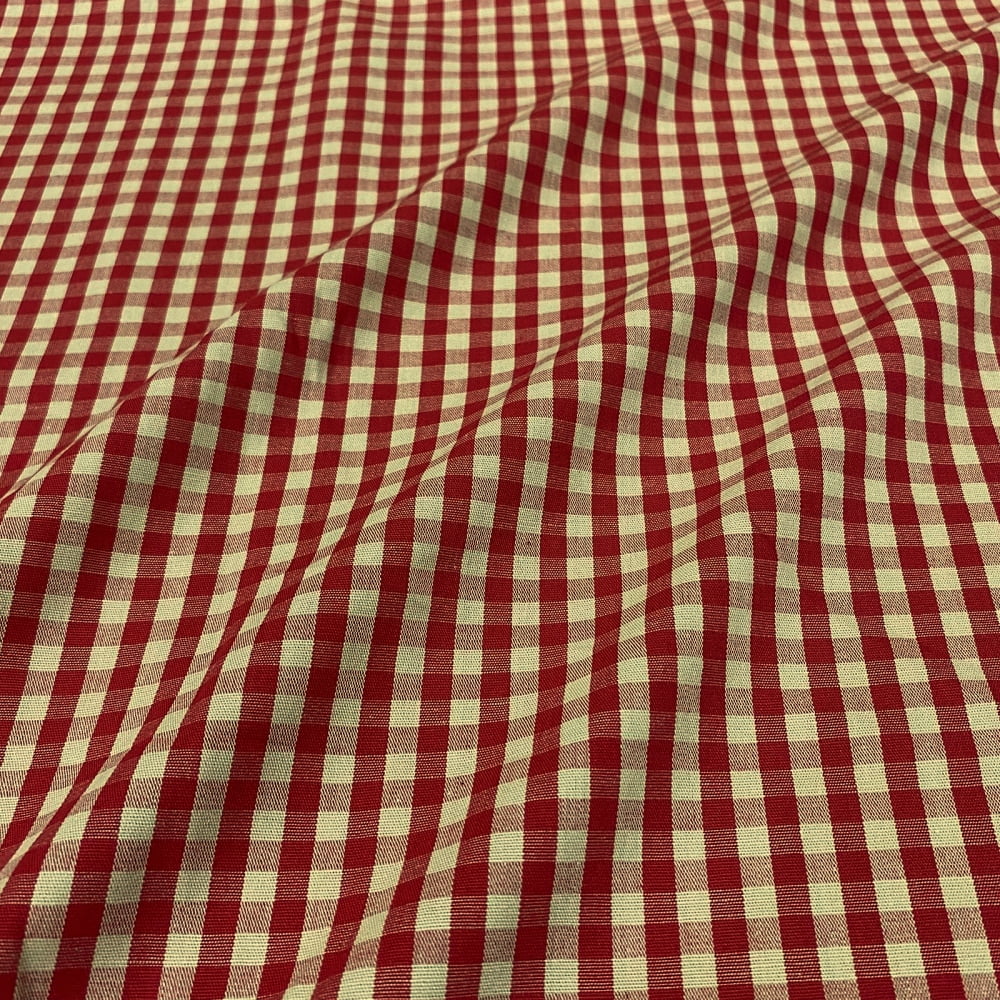 Tecido Tricoline Fio Tinto Vintage Country Xadrez Médio Vermelho Vivo