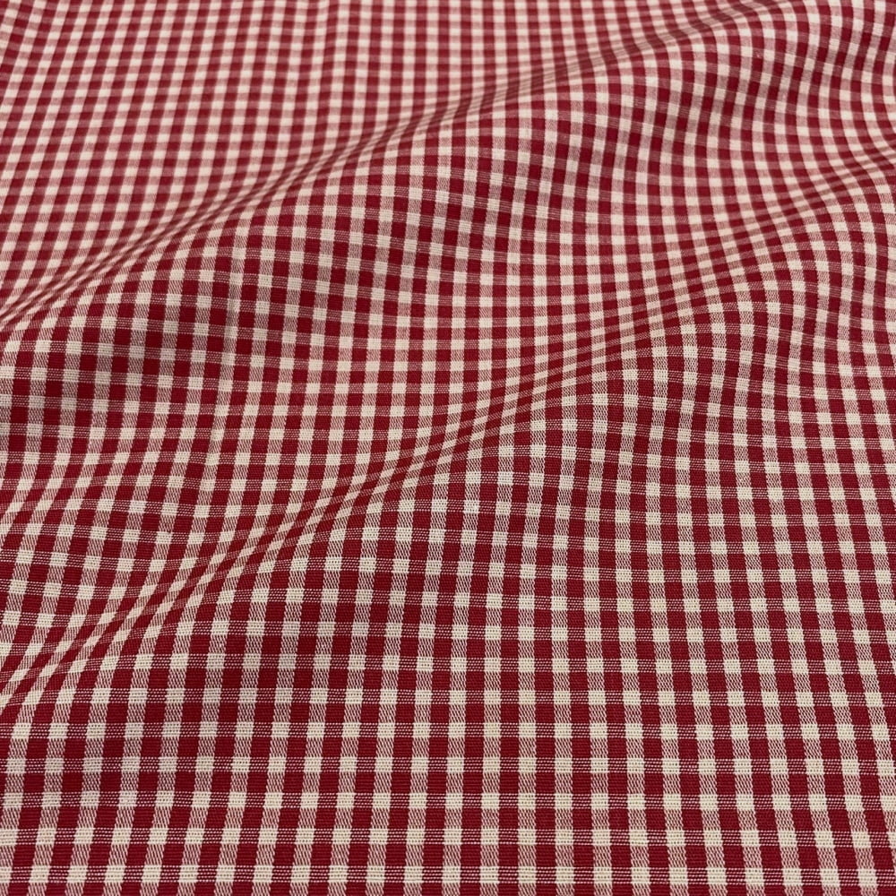Tecido Tricoline Fio Tinto Vintage Country Xadrez com Cru Pequeno Vermelho Vivo