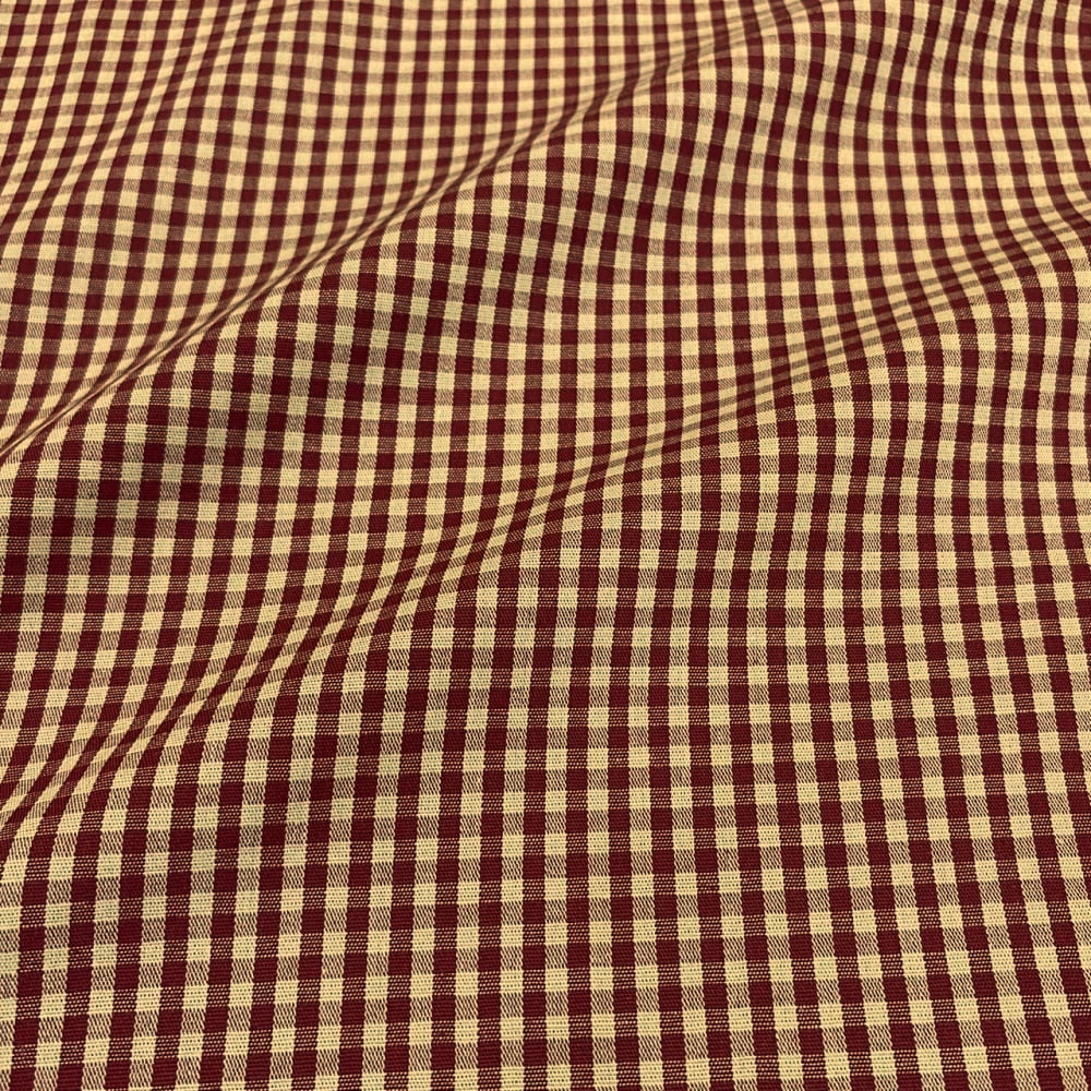 Tecido Tricoline Fio Tinto Vintage Xadrez Pequeno Bordô