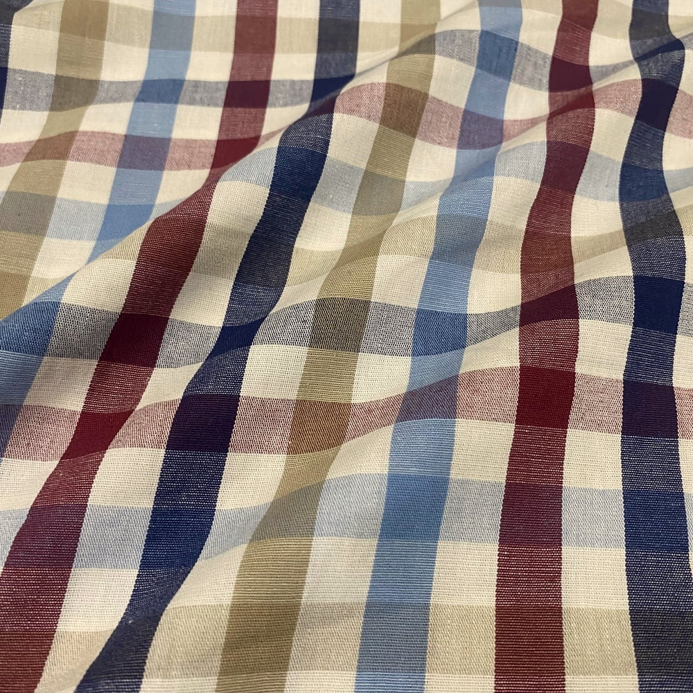 Tecido Tricoline Fio Tinto Xadrez Colorido Vintage
