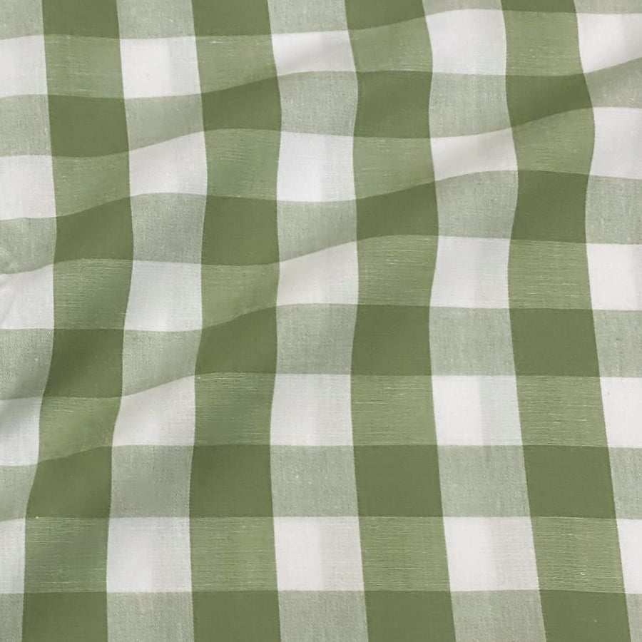 Tecido Tricoline Fio Tinto Xadrez Gigante Verde Oliva Fabricart