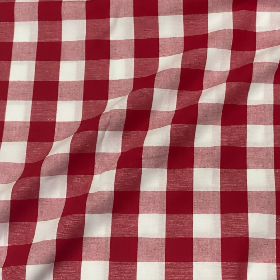 Tecido Tricoline Fio Tinto Xadrez Gigante Vermelho Fabricart 