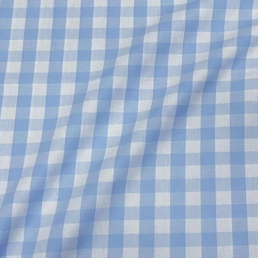Tecido Tricoline Fio Tinto Xadrez Grande Azul Bebe