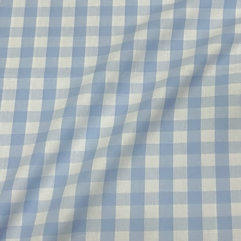 Tecido Tricoline Fio Tinto Xadrez Grande Azul Bebe Fabricart 