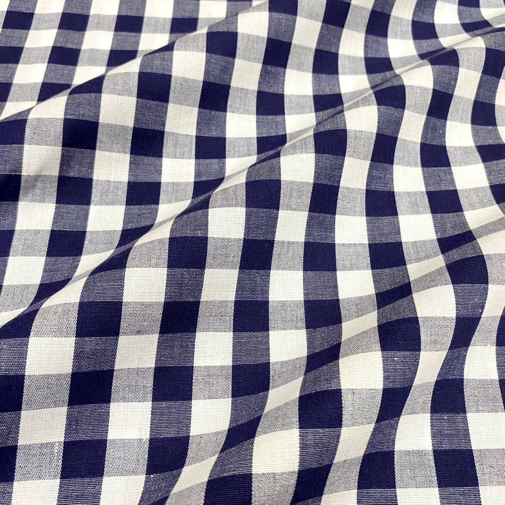 Tecido Tricoline Fio Tinto Xadrez Grande Azul Marinho Fabricart