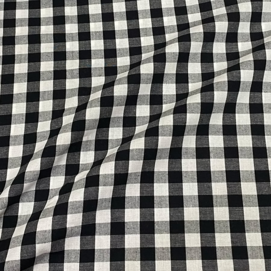 Tecido Tricoline Fio Tinto Xadrez Grande Preto Fabricart  