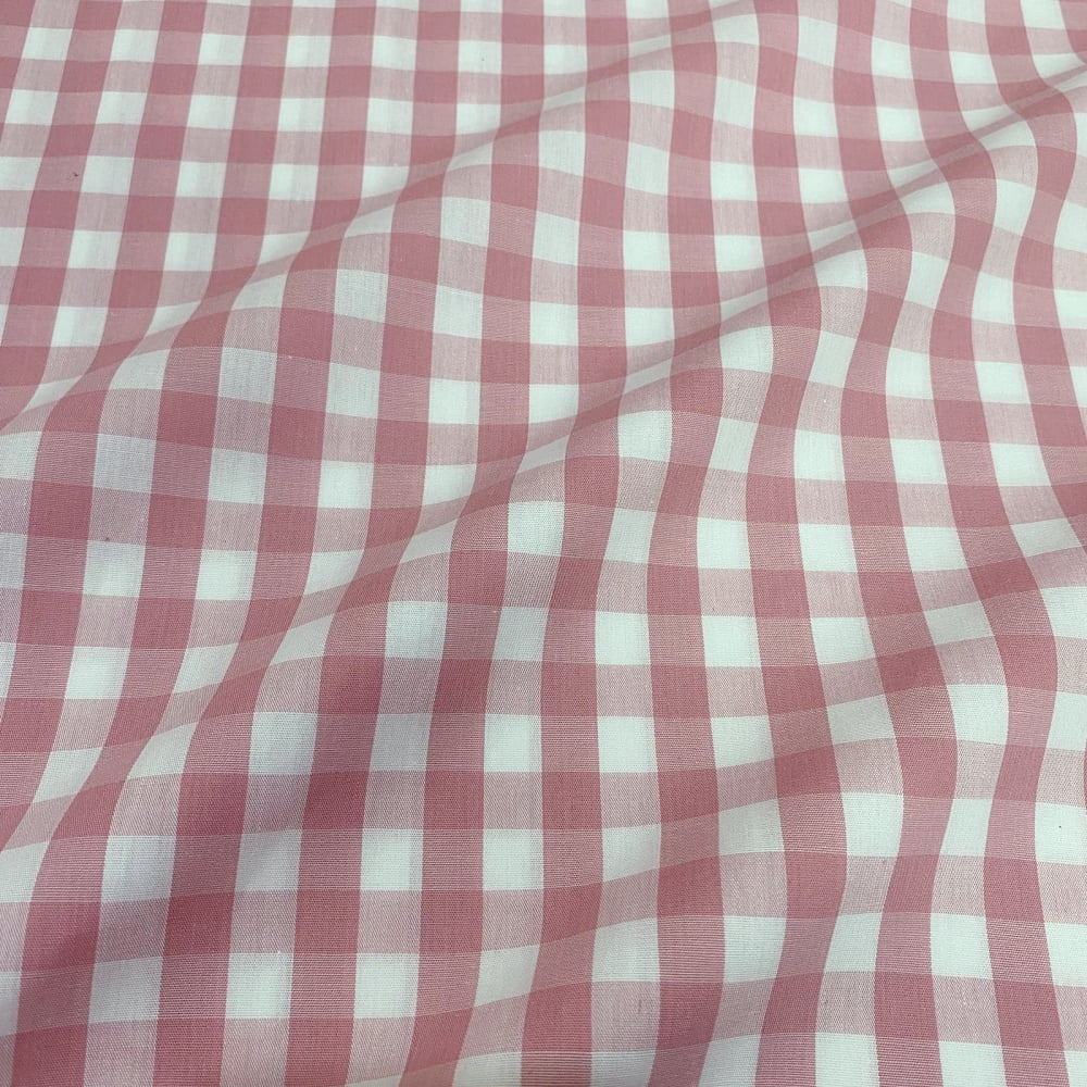 Tecido Tricoline Fio Tinto Xadrez Grande Rose