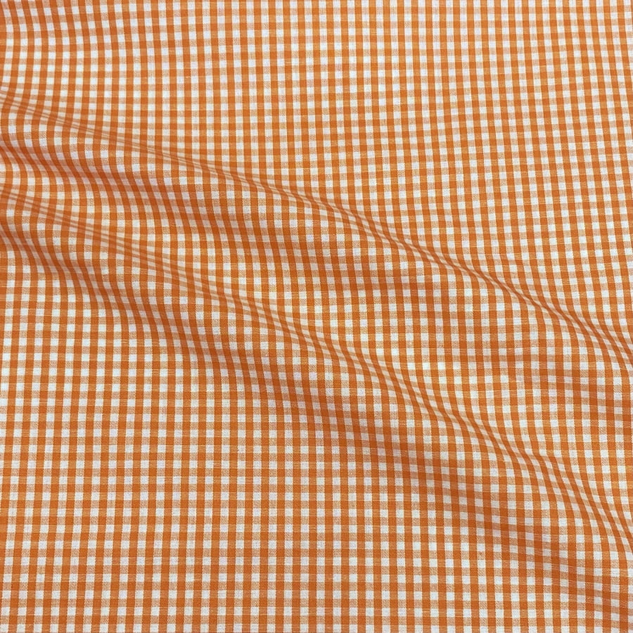 Tecido Tricoline Fio Tinto Xadrez Pequeno Laranja Fabricart  