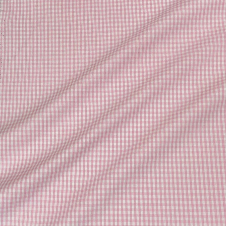 Tecido Tricoline Fio Tinto Xadrez Pequeno Rosa Bebe 