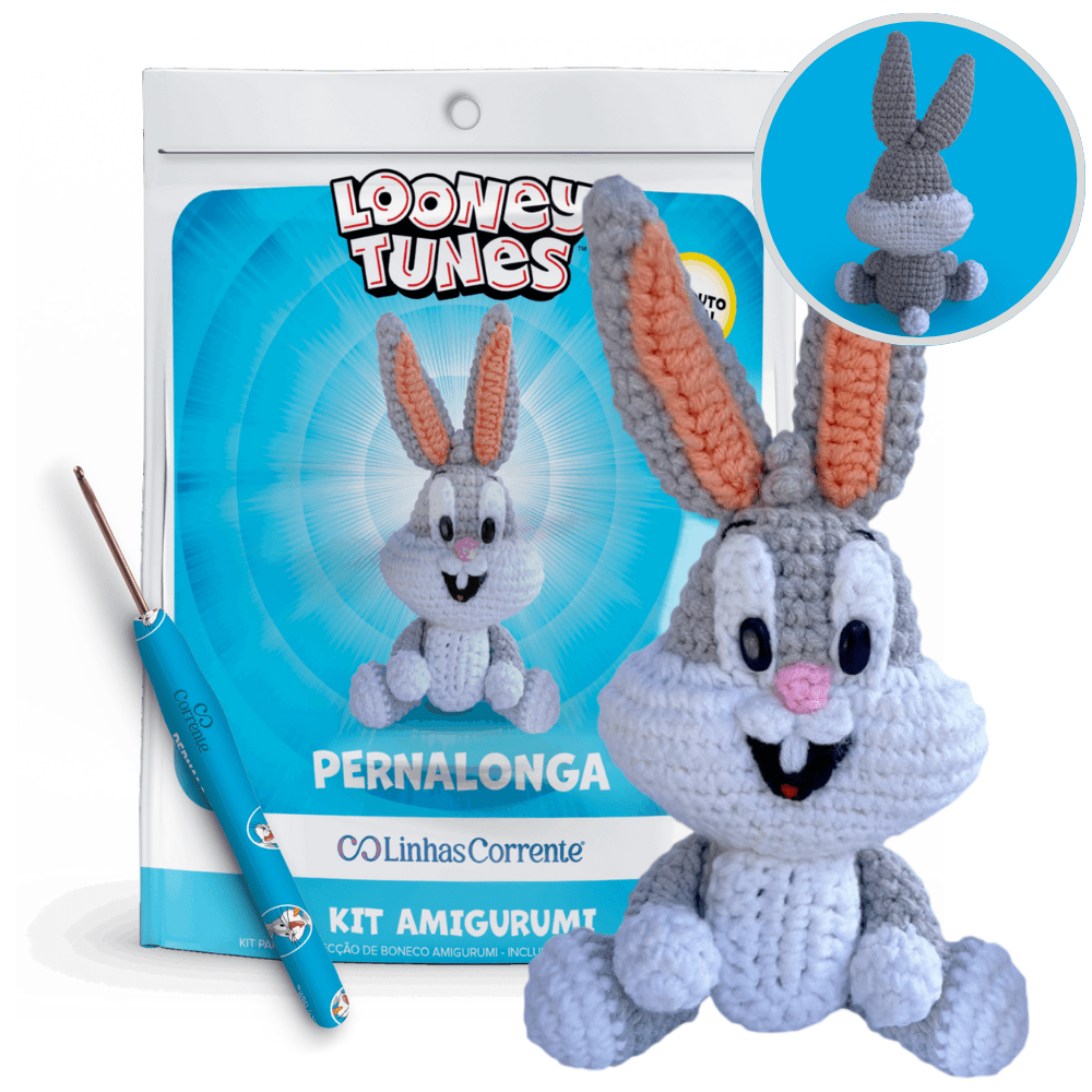 Kit Amigurumi Crochê Looney Tunes  Pernalonga ™ Linhas Corrente