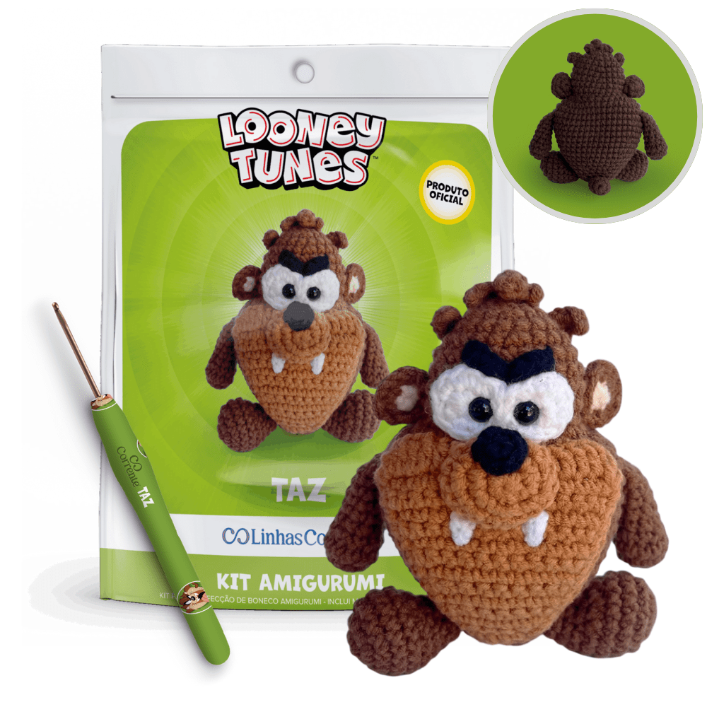 Kit Amigurumi Crochê Looney Tunes  Taz ™ Linhas Corrente