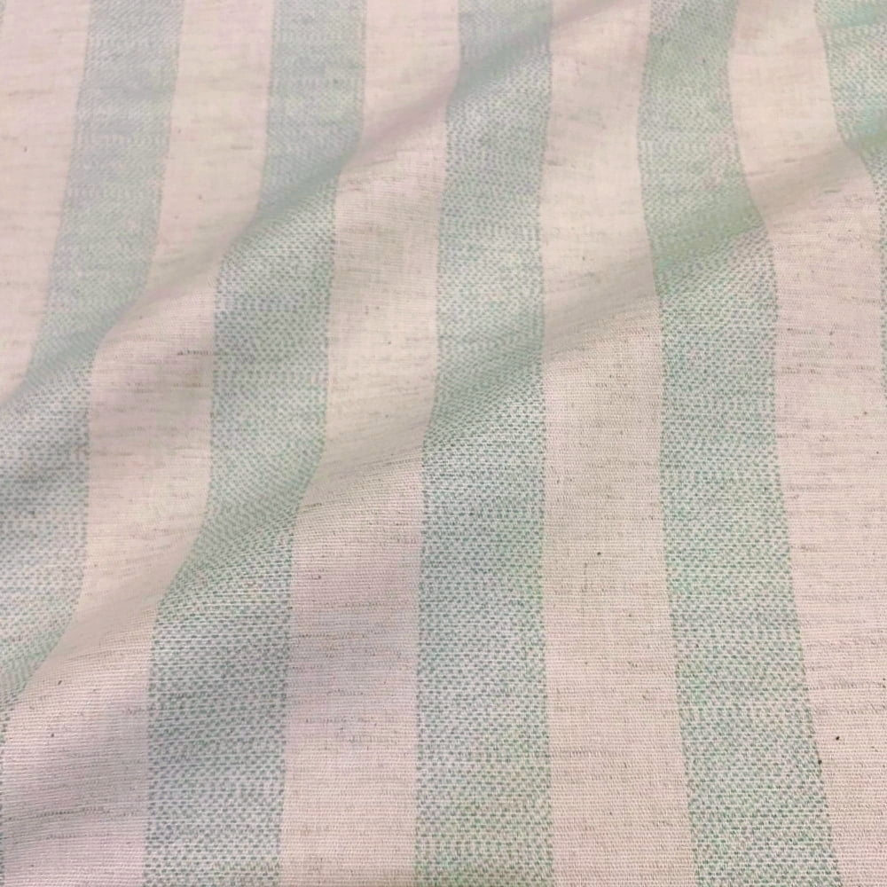 Tecido Linho Listras  Pontilhadas Verde