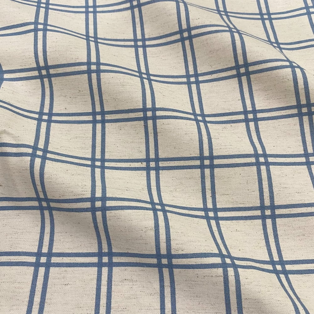 Tecido Linho Xadrez Grid Duplo Grande Azul