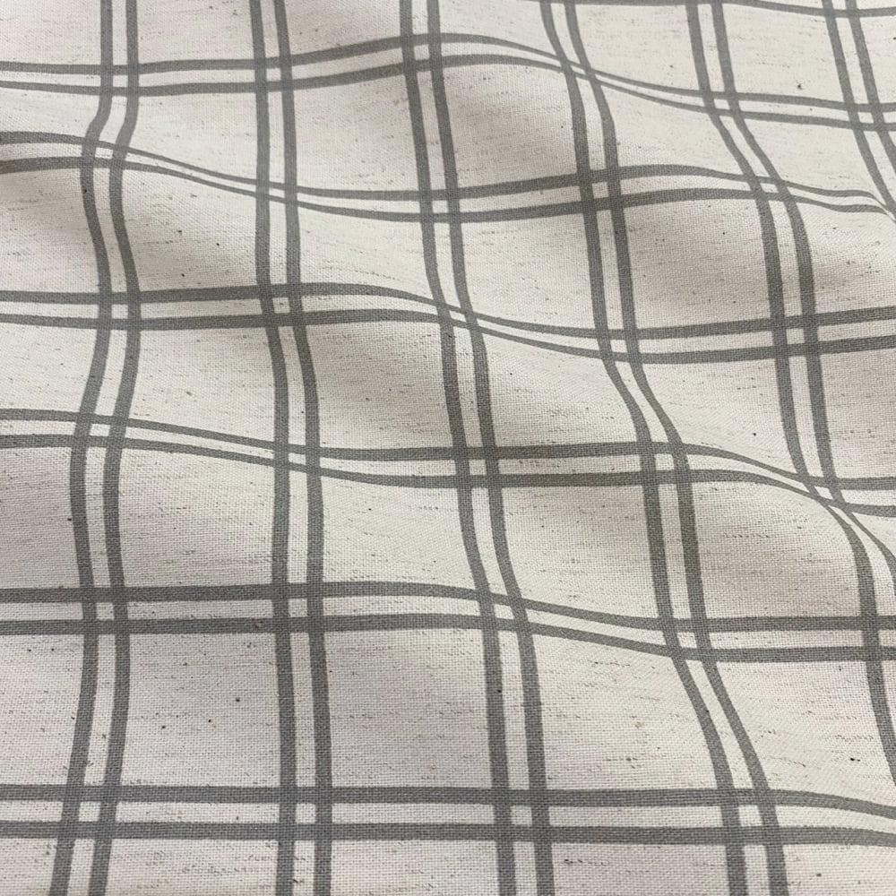 Tecido Linho Xadrez Grid Duplo Grande Cinza