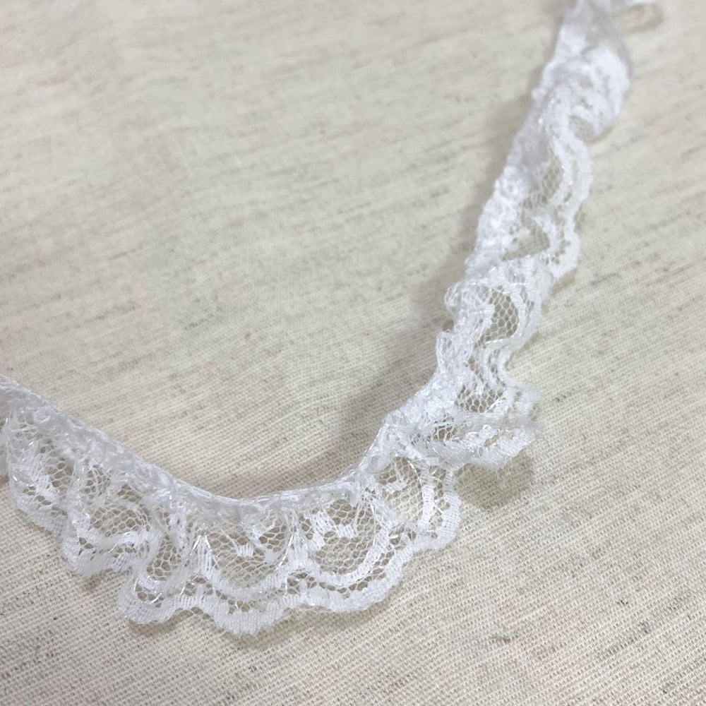 Renda Barra Branca Nylon Franzida 21mm