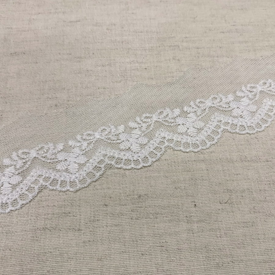 Tule Bordado Barra Branco ArtePunto BT018