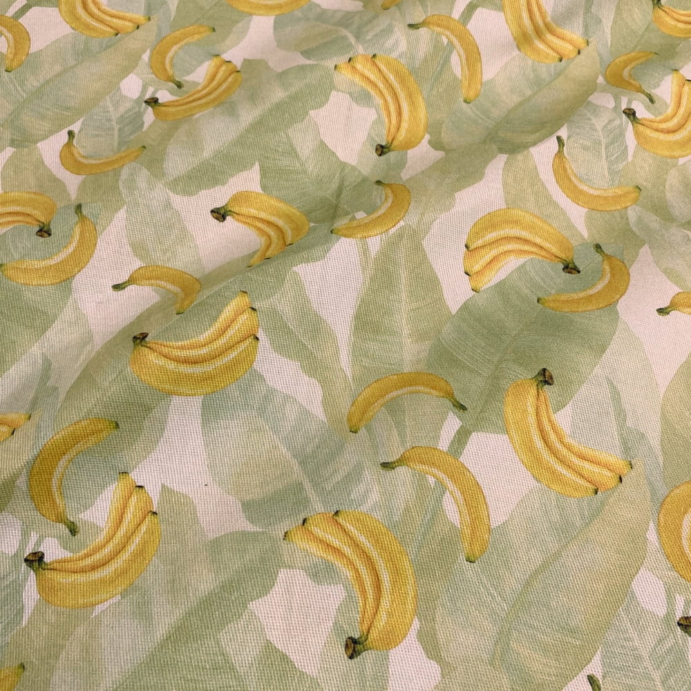 Tecido Acquadecor Sarja Impermeável Folhas e Bananas