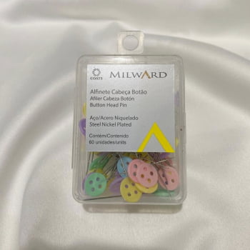 Alfinete Cabeça Botão Coats Milward Aço Niquelado com 60un