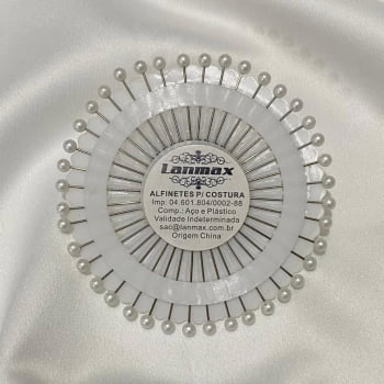 Alfinete Cabeça Perola Lanmax Aço e Plastico com 40un