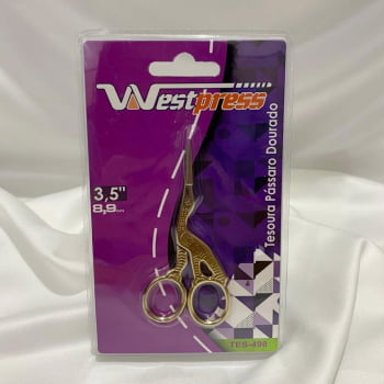 Tesoura Passaro Dourado Westpress 3,5" 8,9cm