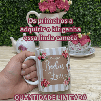 Kit Completo Coleção Bodas de Louça 22 Anos Loja Tear - 50cm de Cada Estampa Tricoline e Sacaria